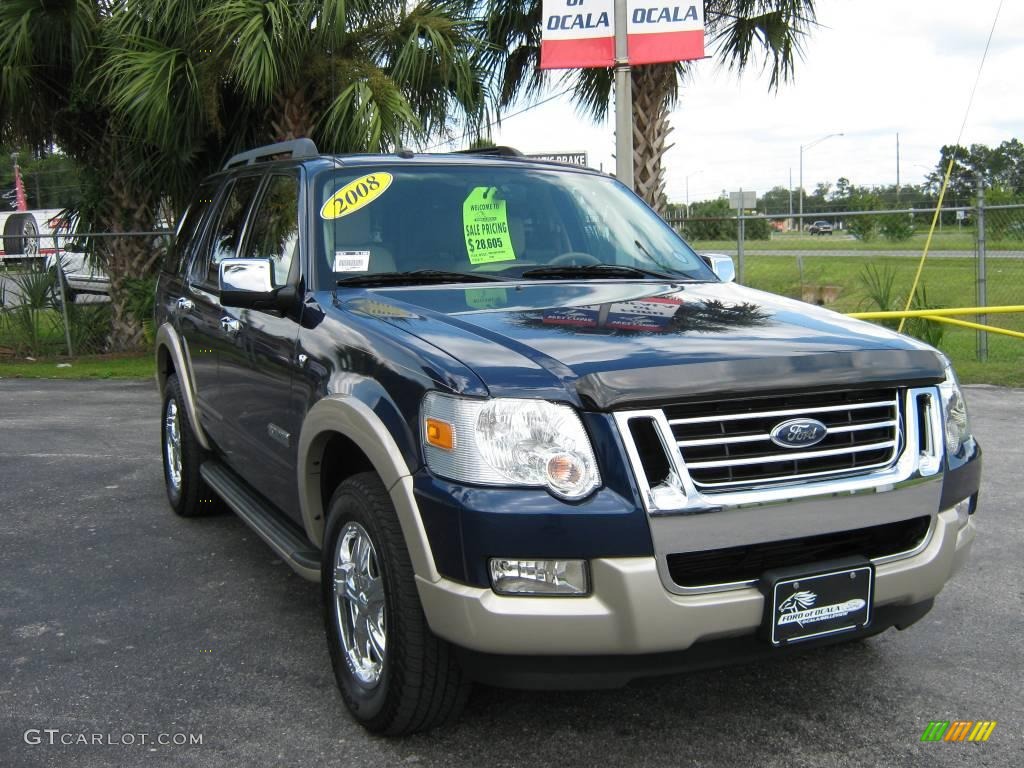 2008 Explorer Eddie Bauer - Dark Blue Pearl Metallic / Camel photo #9