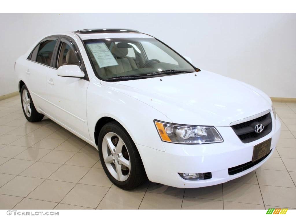 2006 Sonata GLS V6 - Powder White Pearl / Beige photo #1