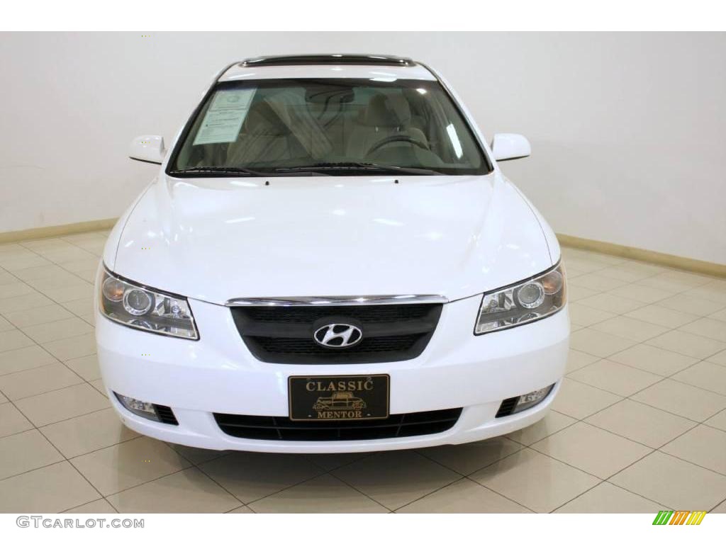 2006 Sonata GLS V6 - Powder White Pearl / Beige photo #2