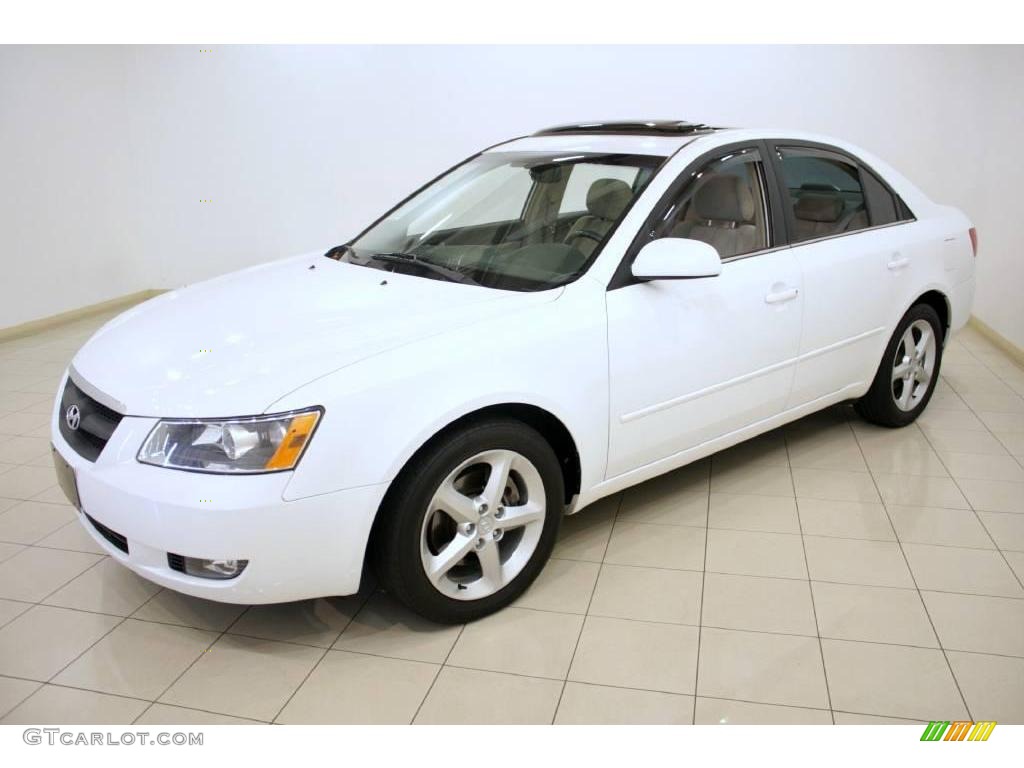 2006 Sonata GLS V6 - Powder White Pearl / Beige photo #3