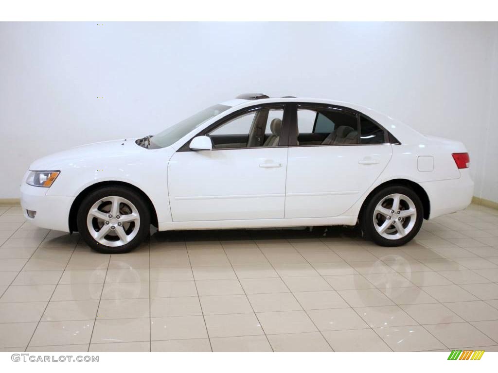 2006 Sonata GLS V6 - Powder White Pearl / Beige photo #4