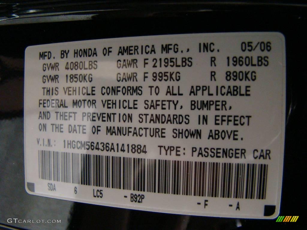 2006 Accord LX Sedan - Nighthawk Black Pearl / Ivory photo #30