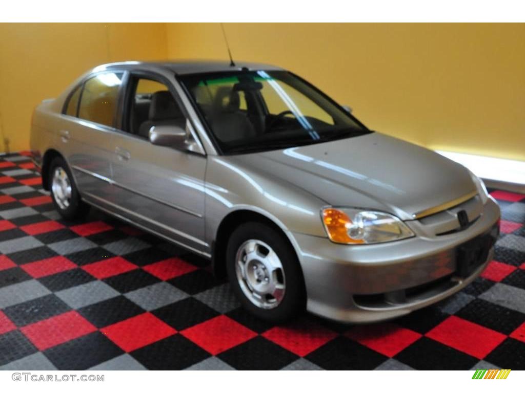 2003 Civic Hybrid Sedan - Shoreline Mist Metallic / Beige photo #1