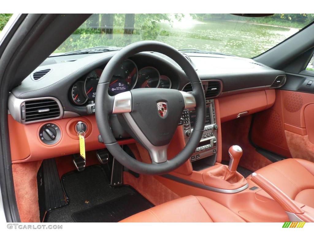 2008 Porsche 911 Carrera Coupe Black/Terracotta Steering Wheel Photo #17914847