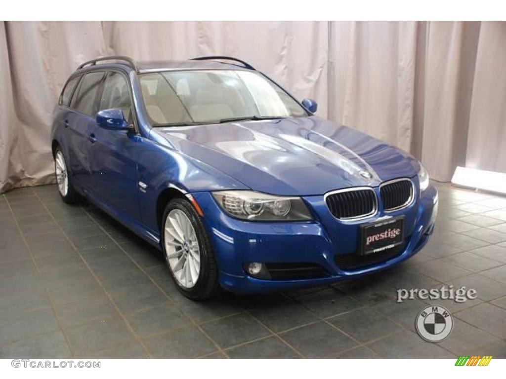 2009 3 Series 328xi Sport Wagon - Montego Blue Metallic / Cream Beige Dakota Leather photo #7