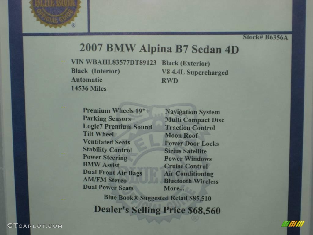 2007 7 Series Alpina B7 - Jet Black / Black photo #17