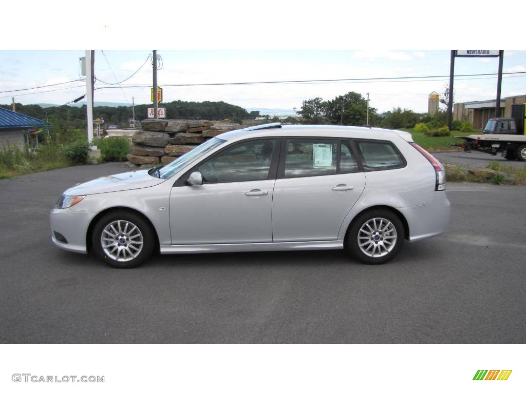 Snow Silver Metallic 2008 Saab 9-3 2.0T SportCombi Wagon Exterior Photo #17976707
