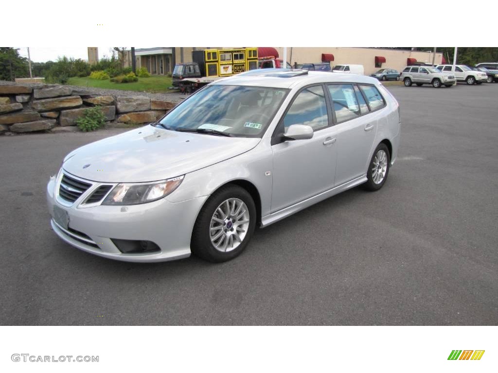 Snow Silver Metallic 2008 Saab 9-3 2.0T SportCombi Wagon Exterior Photo #17976723