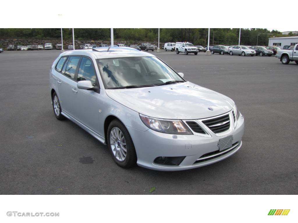 Snow Silver Metallic 2008 Saab 9-3 2.0T SportCombi Wagon Exterior Photo #17976763