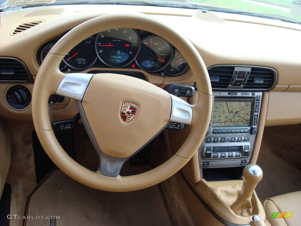 2006 Porsche 911 Carrera Cabriolet Sand Beige Steering Wheel Photo #17977927