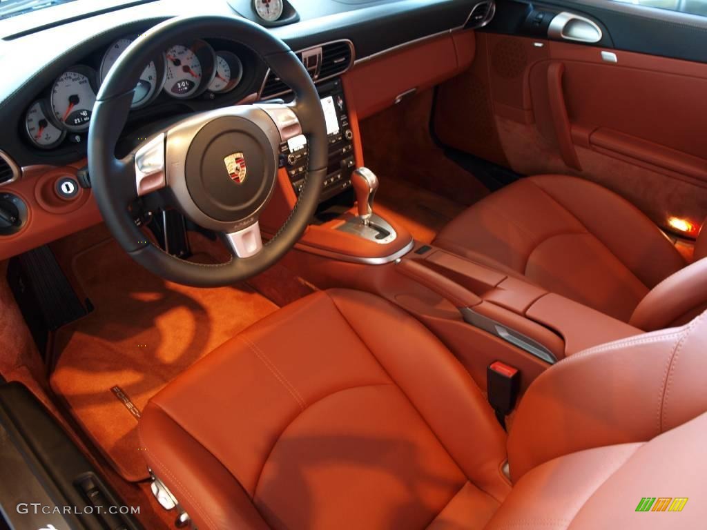 2009 911 Turbo Coupe - Basalt Black Metallic / Black/Terracotta photo #6