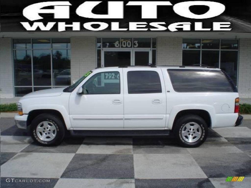 2005 Suburban 1500 LT 4x4 - Summit White / Tan/Neutral photo #1