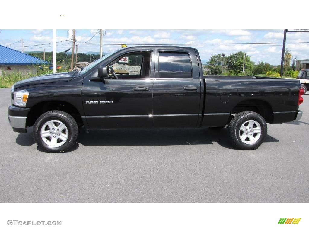 2007 Ram 1500 SLT Quad Cab 4x4 - Brilliant Black Crystal Pearl / Medium Slate Gray photo #2