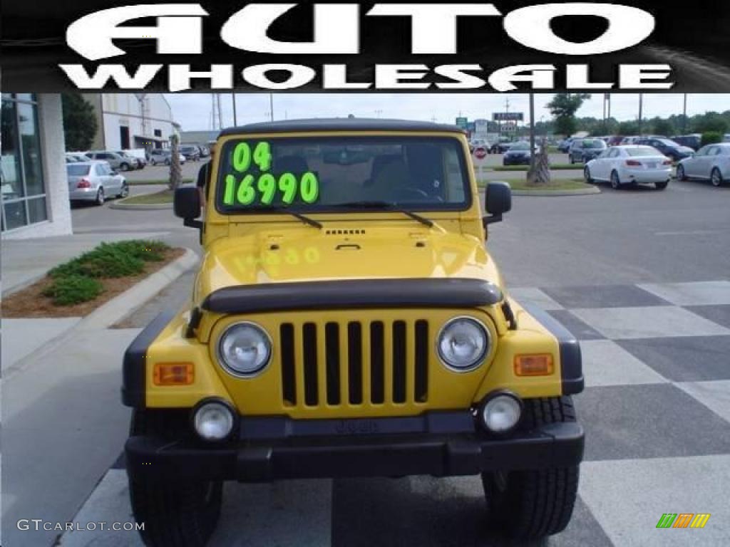 2004 Wrangler Rubicon 4x4 - Solar Yellow / Dark Slate Gray photo #2