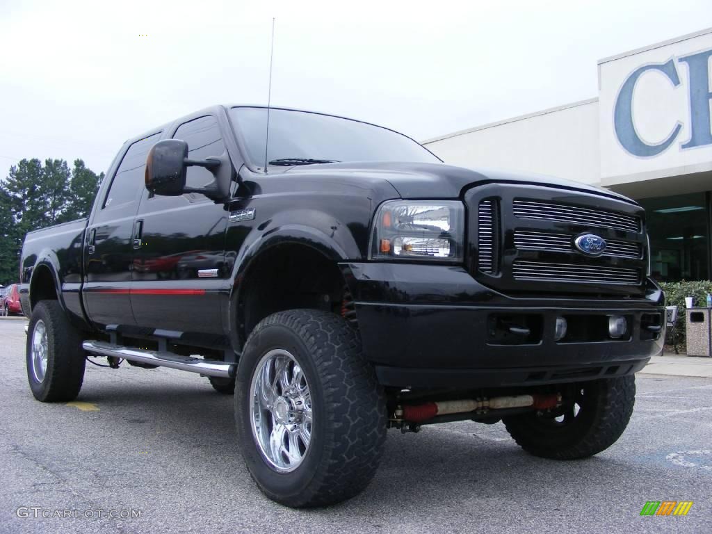 2007 F250 Super Duty Lariat Outlaw Crew Cab 4x4 - Black / Black/Red Leather photo #2