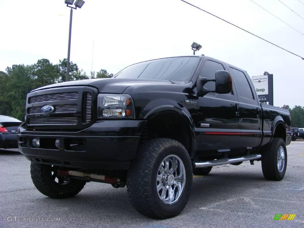 2007 F250 Super Duty Lariat Outlaw Crew Cab 4x4 - Black / Black/Red Leather photo #4