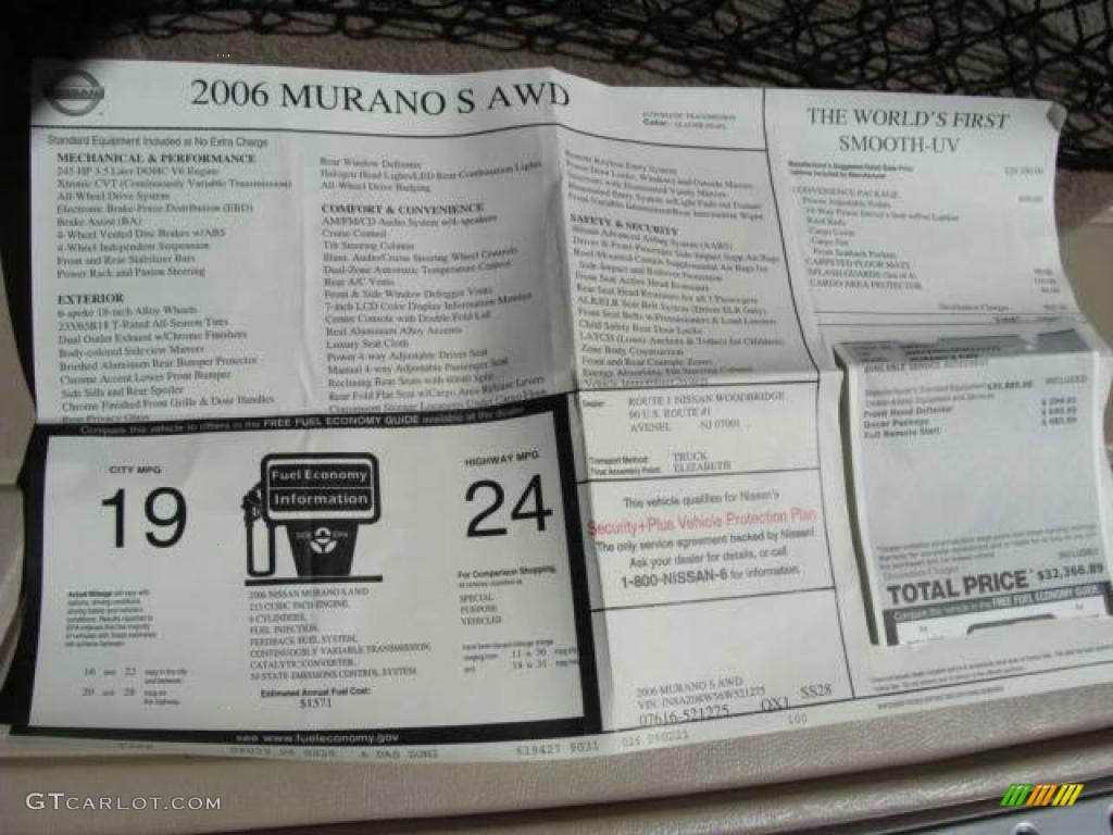2006 Murano S AWD - Glacier Pearl / Cafe Latte photo #21