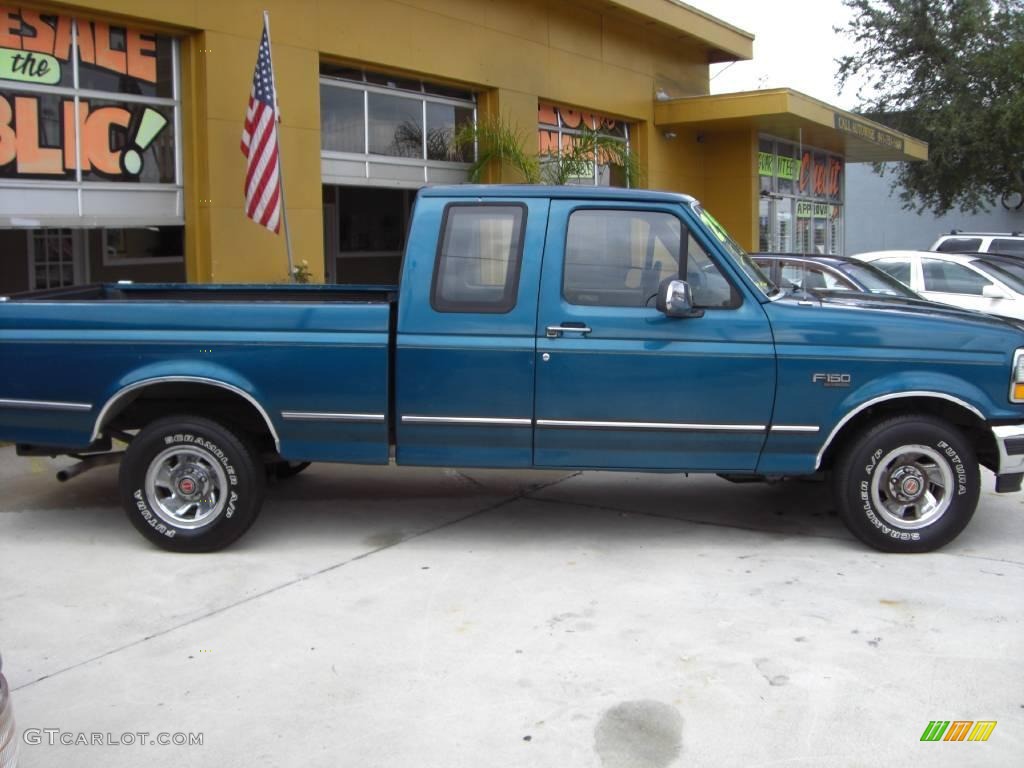 1993 F150 XLT Extended Cab - Bimini Blue Metallic / Grey photo #5