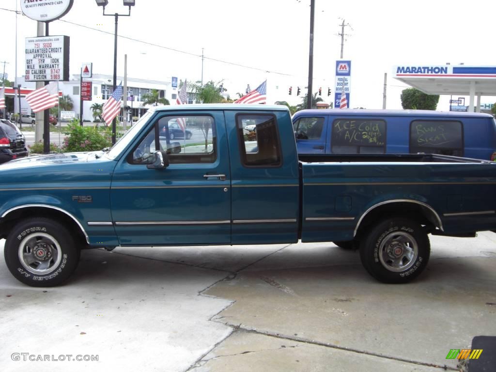 1993 F150 XLT Extended Cab - Bimini Blue Metallic / Grey photo #7