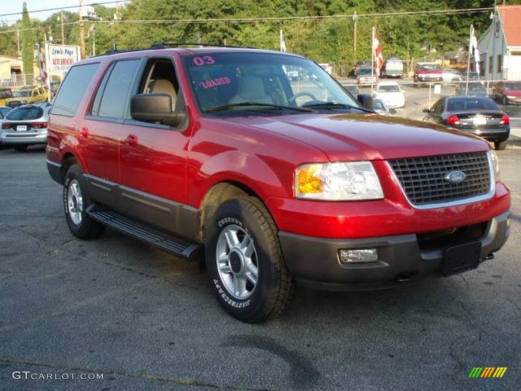 2003 Expedition XLT 4x4 - Laser Red Tinted Metallic / Medium Parchment photo #4