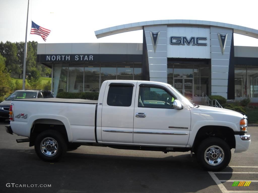 2005 Sierra 2500HD SLE Extended Cab 4x4 - Summit White / Pewter photo #1