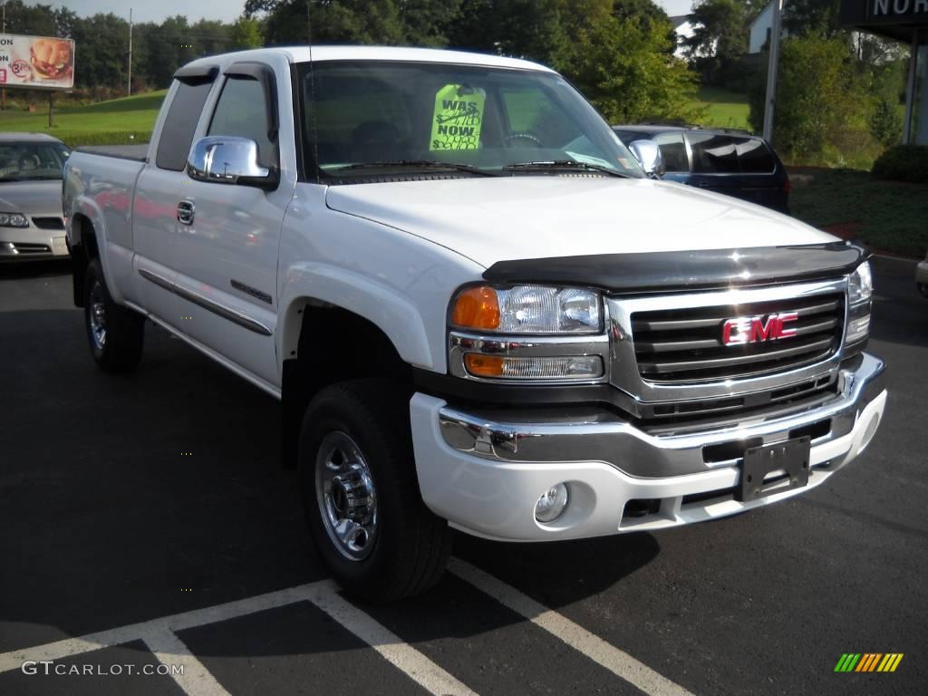 2005 Sierra 2500HD SLE Extended Cab 4x4 - Summit White / Pewter photo #15