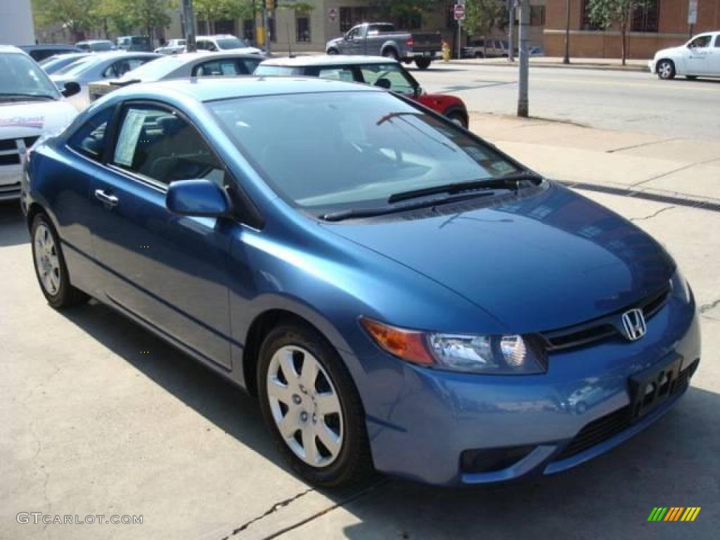2007 Civic LX Coupe - Atomic Blue Metallic / Gray photo #6