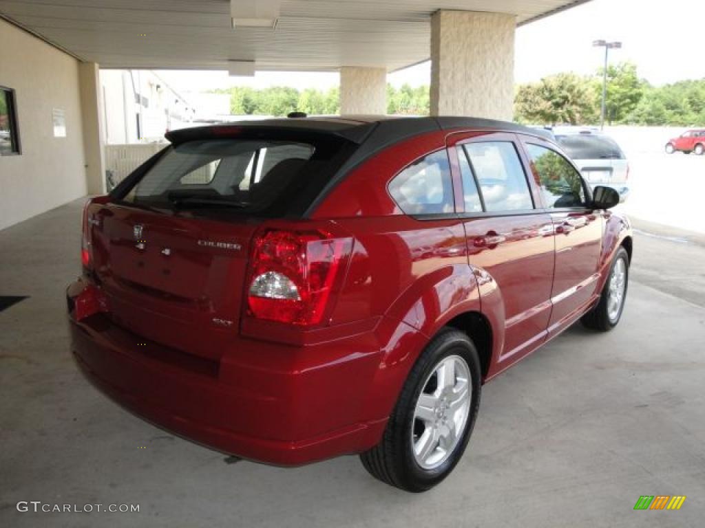 2009 Caliber SXT - Inferno Red Crystal Pearl / Dark Slate Gray/Red photo #3