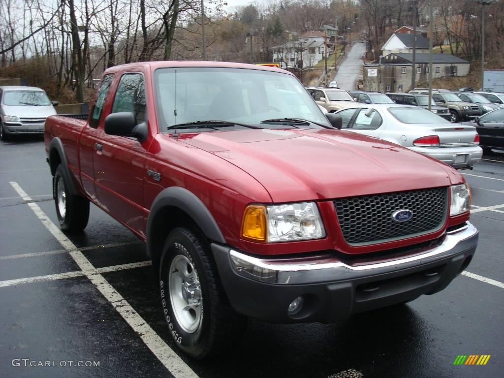 2001 Ranger XLT SuperCab 4x4 - Toreador Red Metallic / Dark Graphite photo #6