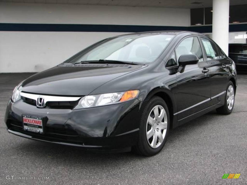 2008 Civic LX Sedan - Nighthawk Black Pearl / Gray photo #1