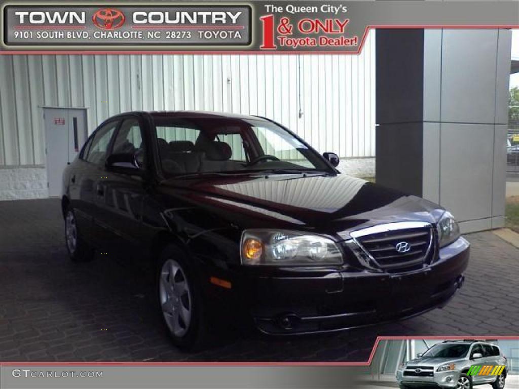 2006 Elantra GLS Sedan - Ebony Black / Gray photo #1