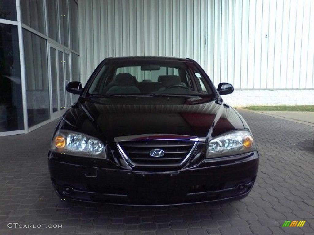 2006 Elantra GLS Sedan - Ebony Black / Gray photo #2