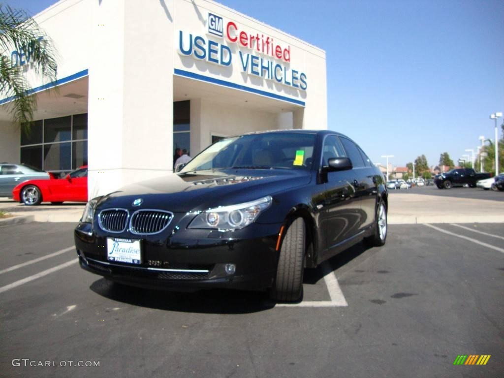 2008 5 Series 528i Sedan - Black Sapphire Metallic / Beige photo #1