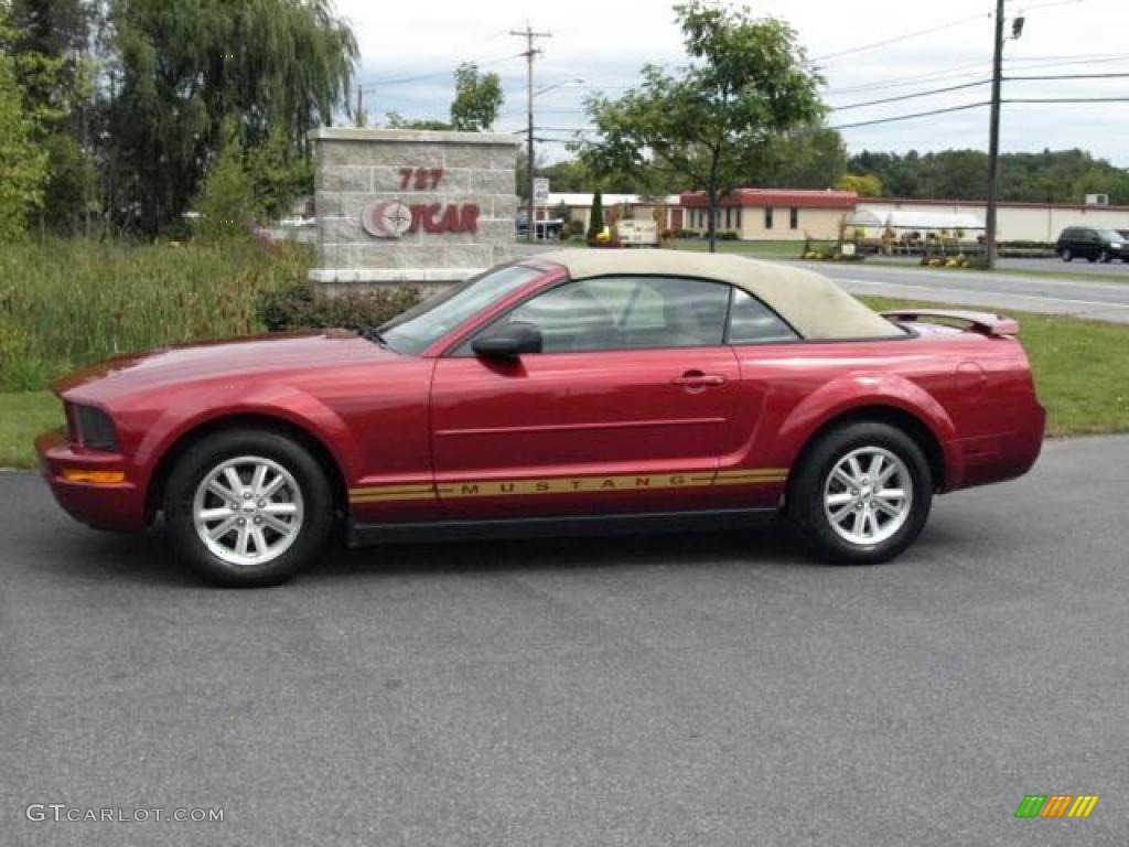 2006 Mustang V6 Deluxe Convertible - Redfire Metallic / Light Parchment photo #1