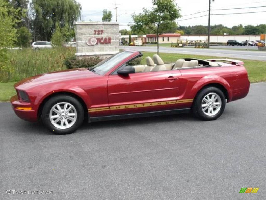 2006 Mustang V6 Deluxe Convertible - Redfire Metallic / Light Parchment photo #2