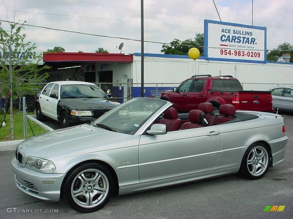 2001 3 Series 330i Convertible - Titanium Silver Metallic / Tanin Red photo #7