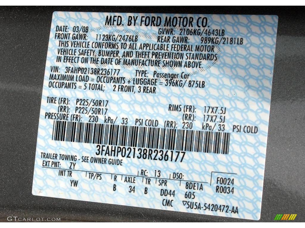 2008 Fusion SEL V6 AWD - Vapor Silver Metallic / Charcoal Black photo #19