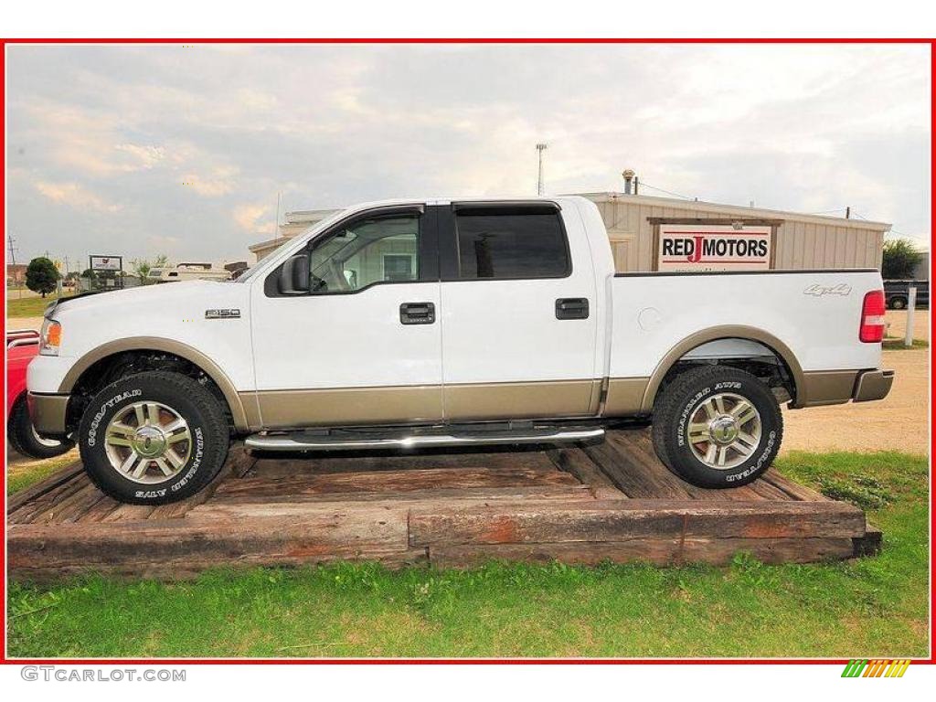 2006 F150 Lariat SuperCrew 4x4 - Oxford White / Tan photo #2