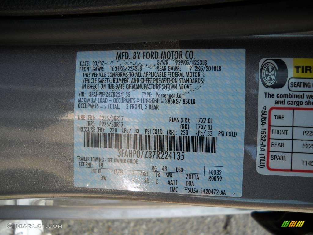 2007 Fusion SE - Tungsten Grey Metallic / Charcoal Black photo #9