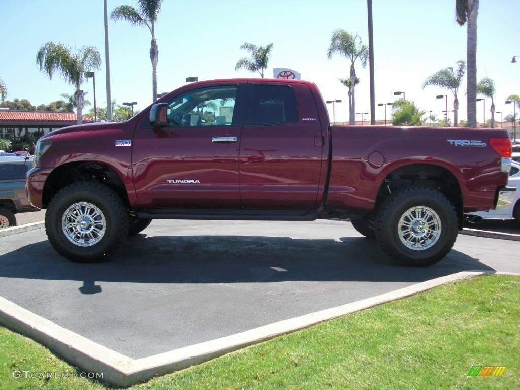 2007 Tundra Limited Double Cab 4x4 - Salsa Red Pearl / Black/Beige photo #2