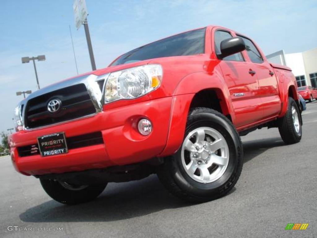 2008 Tacoma V6 SR5 PreRunner Double Cab - Radiant Red / Taupe photo #1