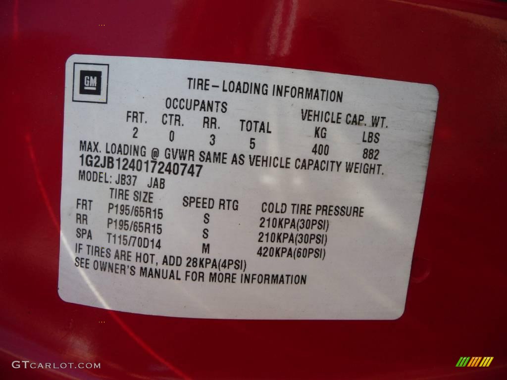 2001 Sunfire SE Coupe - Bright Red / Graphite photo #23