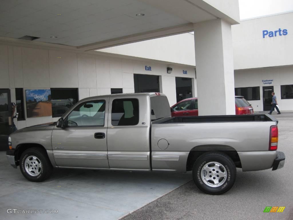 1999 Silverado 1500 LS Extended Cab - Light Pewter Metallic / Medium Oak photo #2