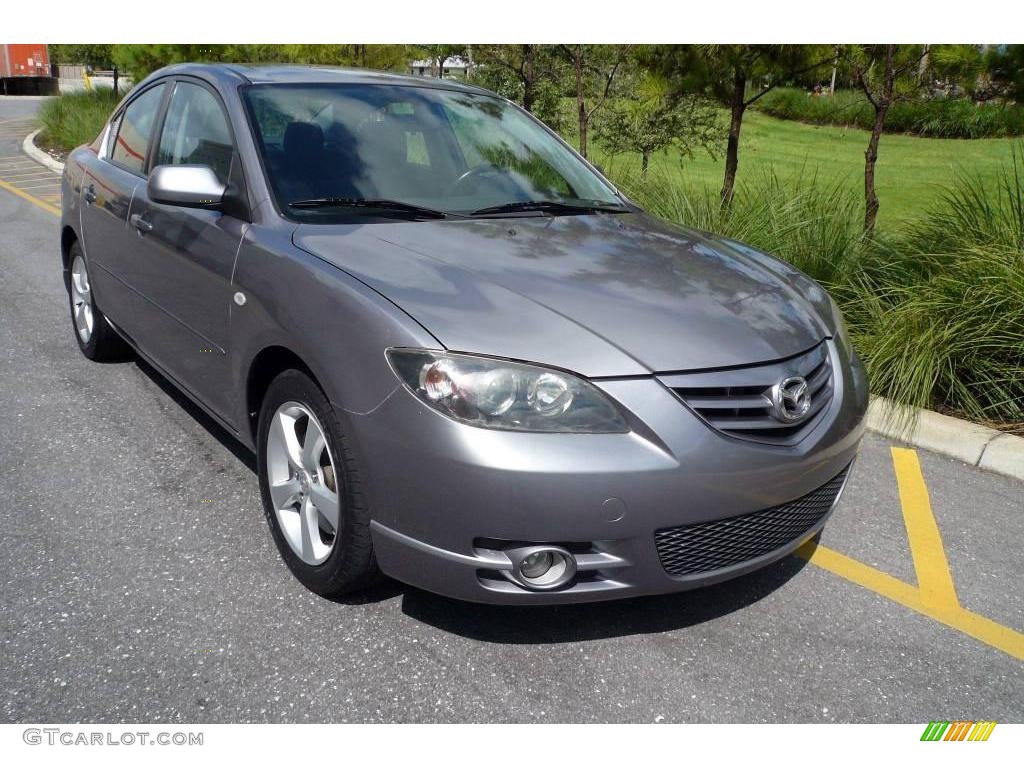2004 MAZDA3 s Sedan - Titanium Gray Metallic / Black/Red photo #12
