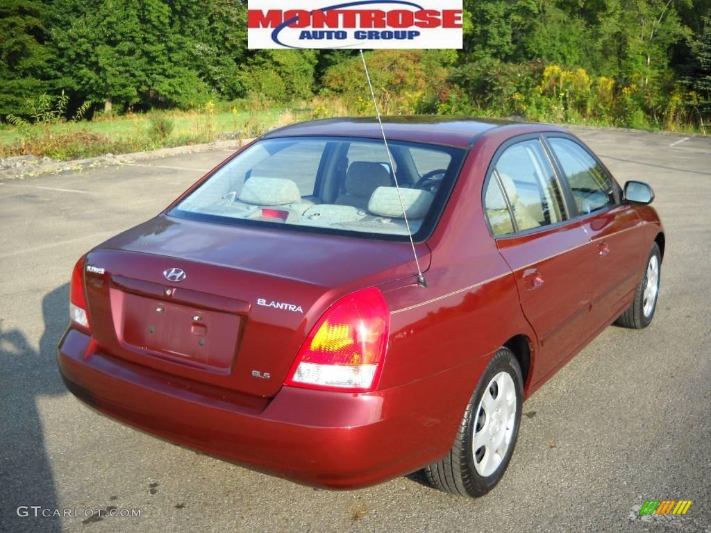 2002 Elantra GLS Sedan - Chianti Red / Beige photo #3