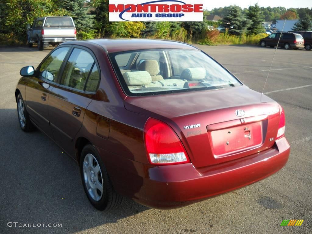 2002 Elantra GLS Sedan - Chianti Red / Beige photo #5