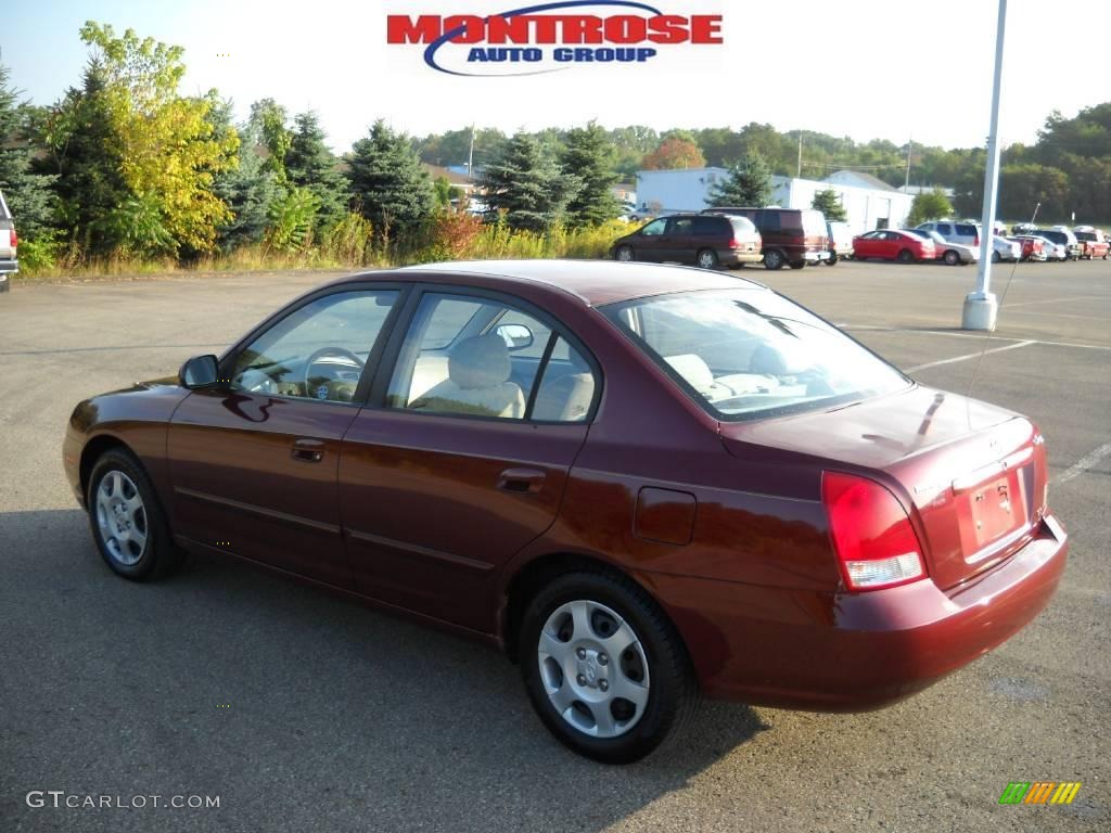 2002 Elantra GLS Sedan - Chianti Red / Beige photo #6