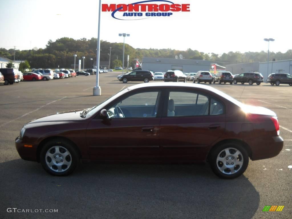 2002 Elantra GLS Sedan - Chianti Red / Beige photo #7