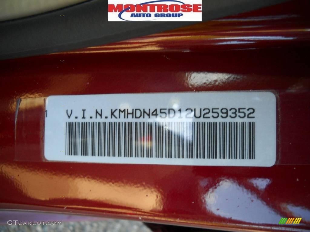 2002 Elantra GLS Sedan - Chianti Red / Beige photo #11