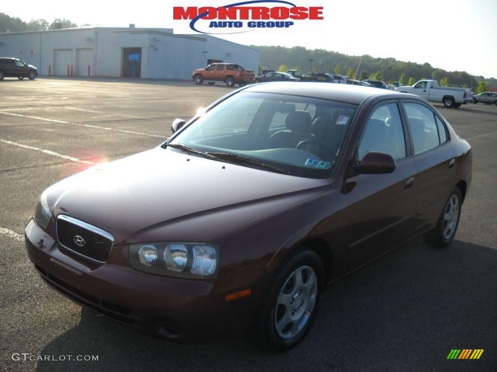 2002 Elantra GLS Sedan - Chianti Red / Beige photo #20